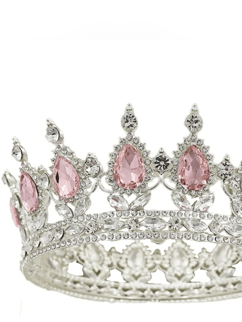 The Crown Kids Silver Tiara Crown with Pink Teardrop Gems Age 3+